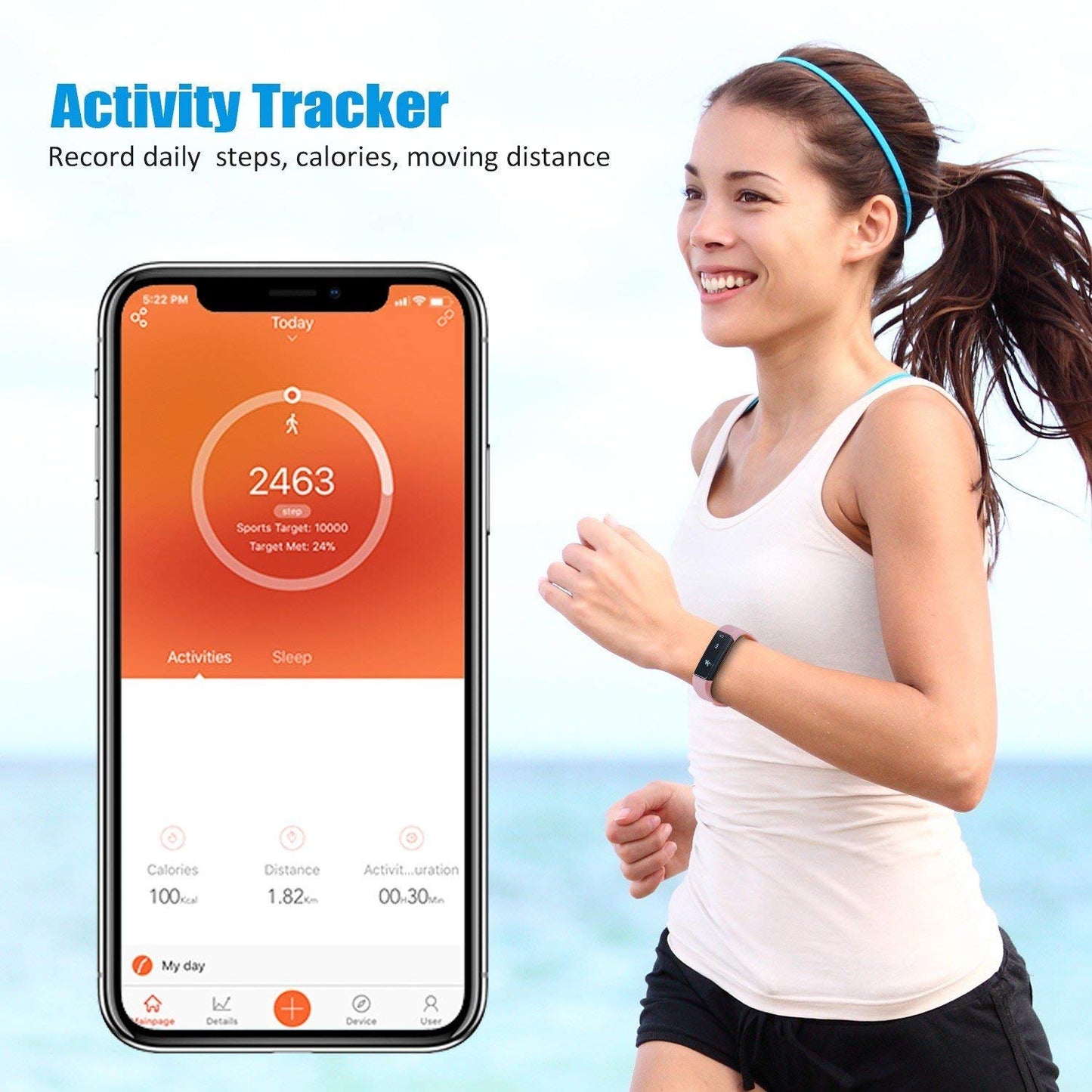 SmartFit Slim Activity and Sleep Tracker/Monitor Smart Watch