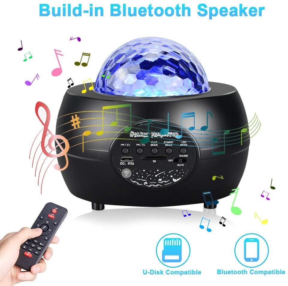 LED Water Ripple and Laser Projector with Bluetooth Wireless Speaker